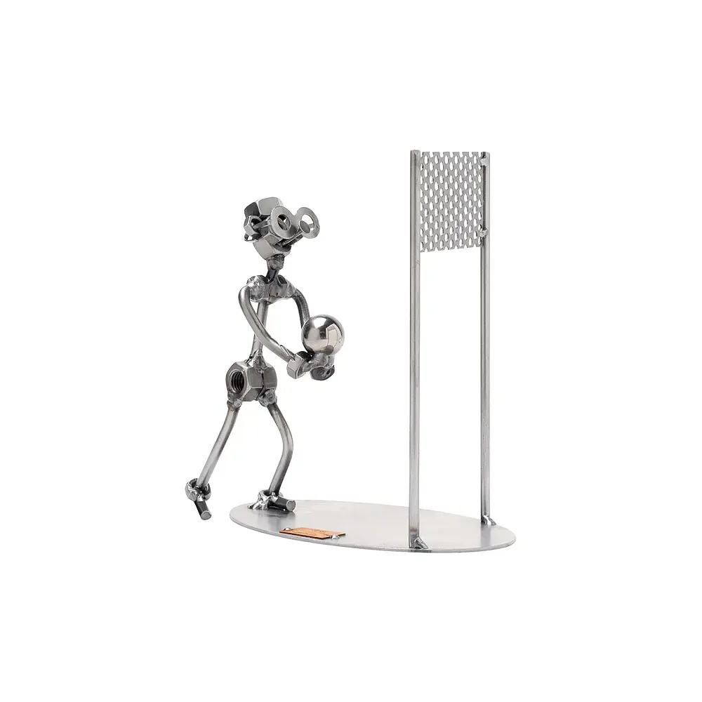 Geschenk Metallfigur - ein Volleyballspieler mit Volleyballnetz