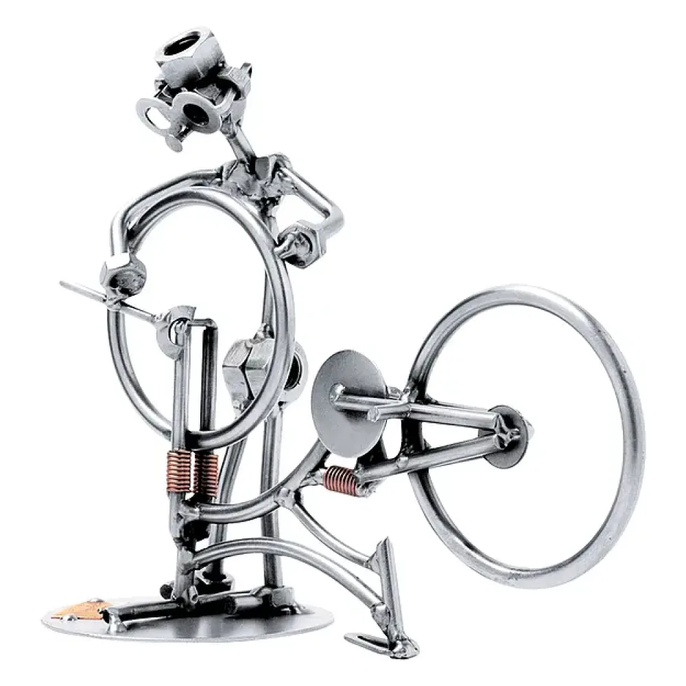 Schraubenmännchen Fahrradmechaniker mit Fahrrad