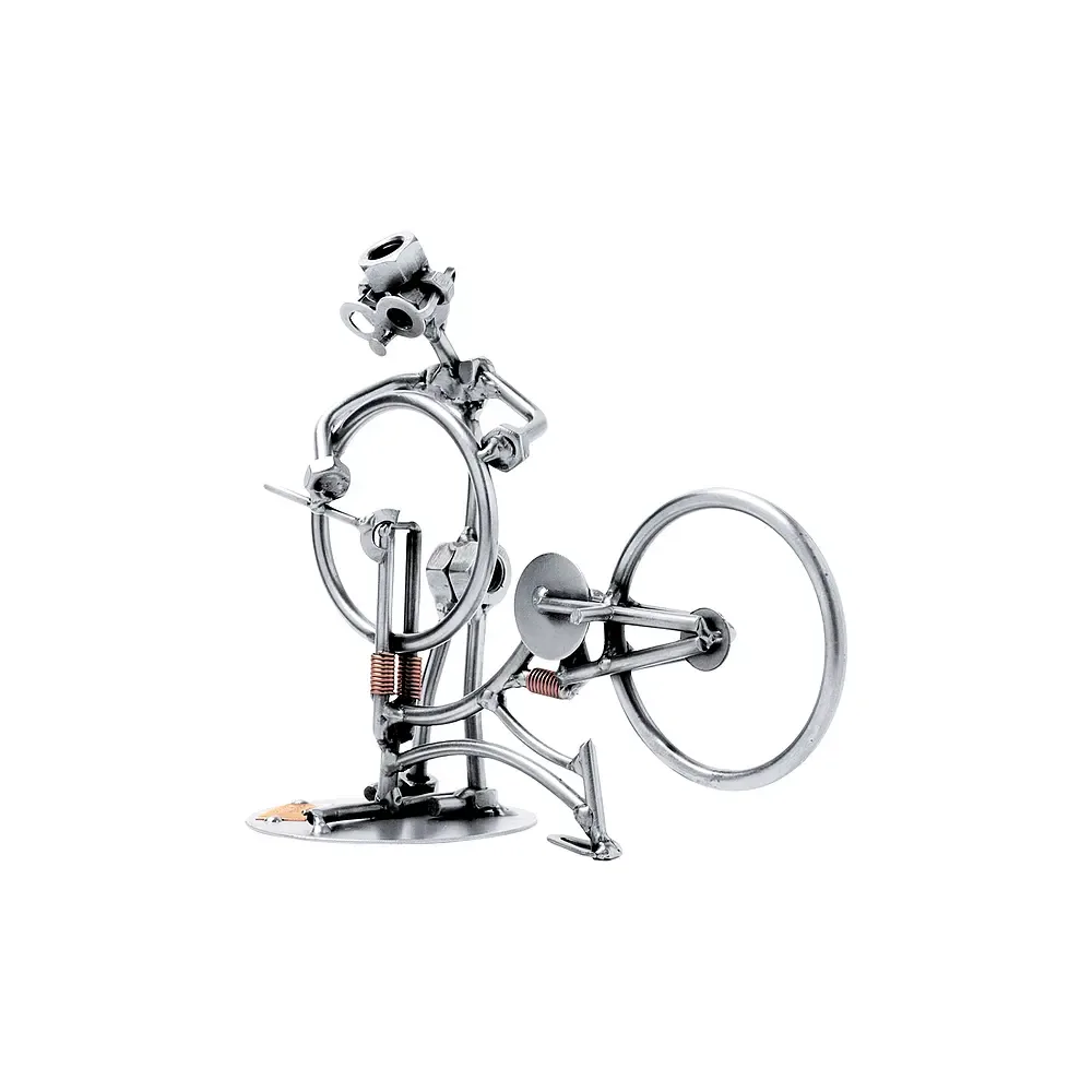 Schraubenmännchen Fahrradmechaniker mit Fahrrad