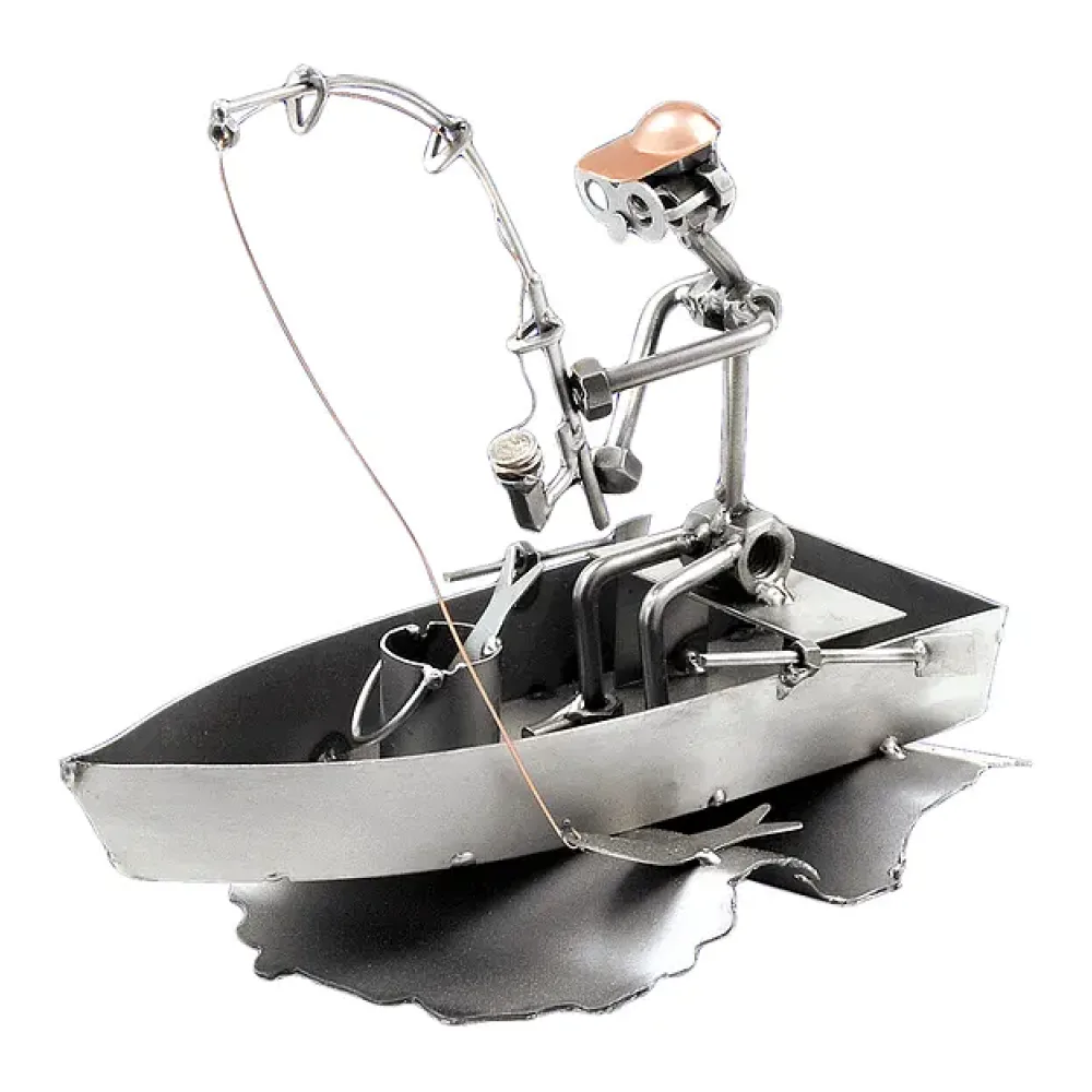 Schraubenmännchen Angler im Boot