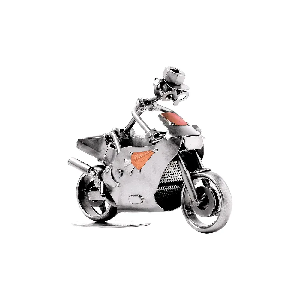 Schraubenmännchen Motorradfahrer auf Rennmotorrad