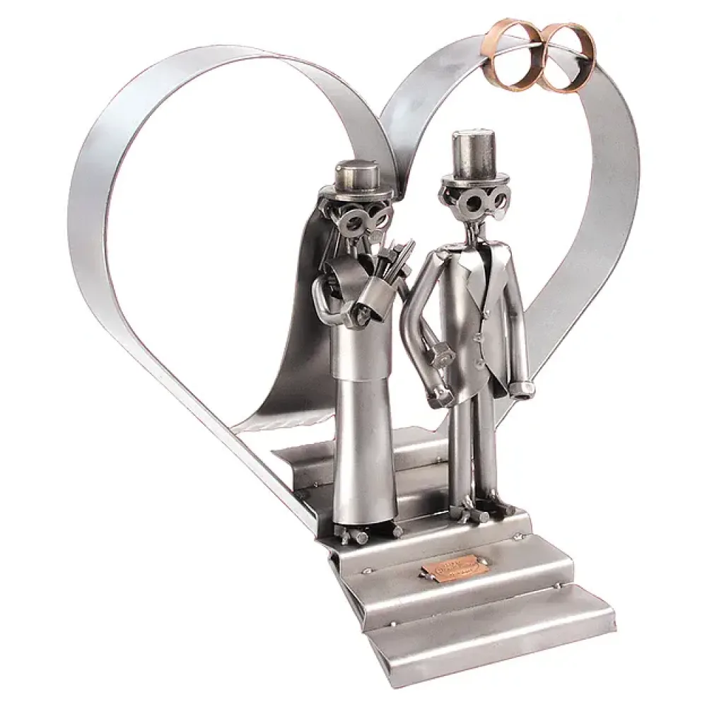 Hochzeitsgeschenk - Schraubenmännchen als Paar mit Hochzeitsherz