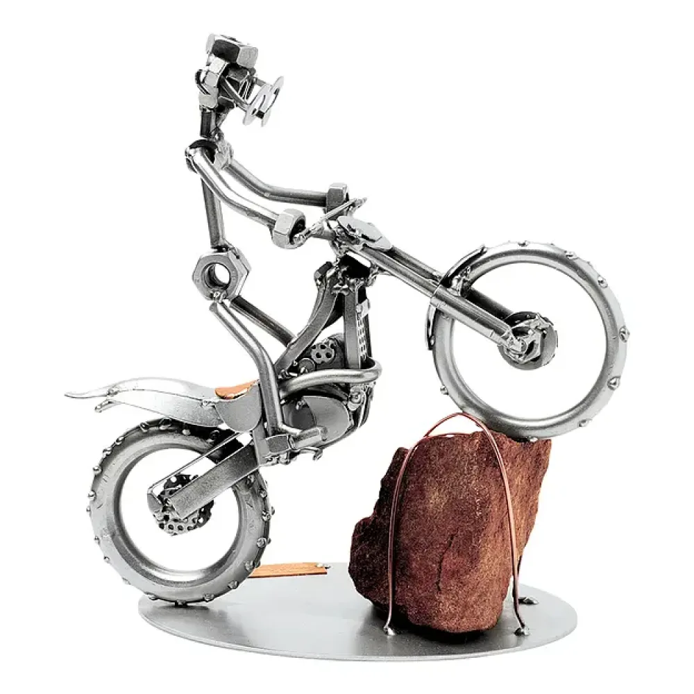 Schraubenmännchen mit Trial Motorrad