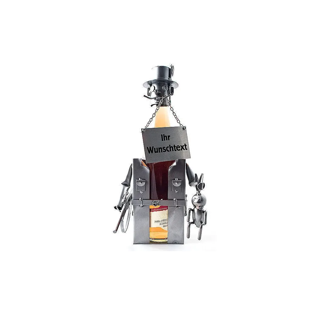 Flaschenhalter für Likör oder Schnaps - Schraubenmännchen Jäger