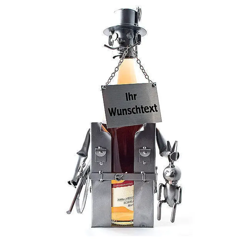 Flaschenhalter für Likör oder Schnaps - Schraubenmännchen Jäger