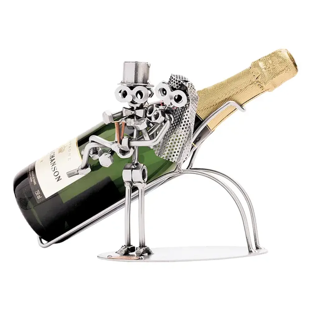 Hochzeitsgeschenk Brautpaar aus Metall als Flaschenhalter