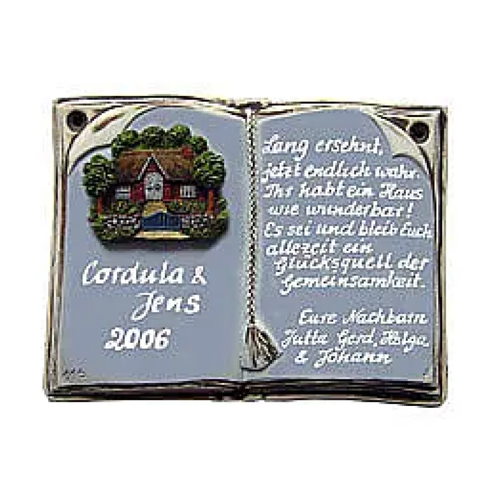 Keramikschild als Buch für Ehrungen und besondere Anlässe - Größe: 20x14 cm