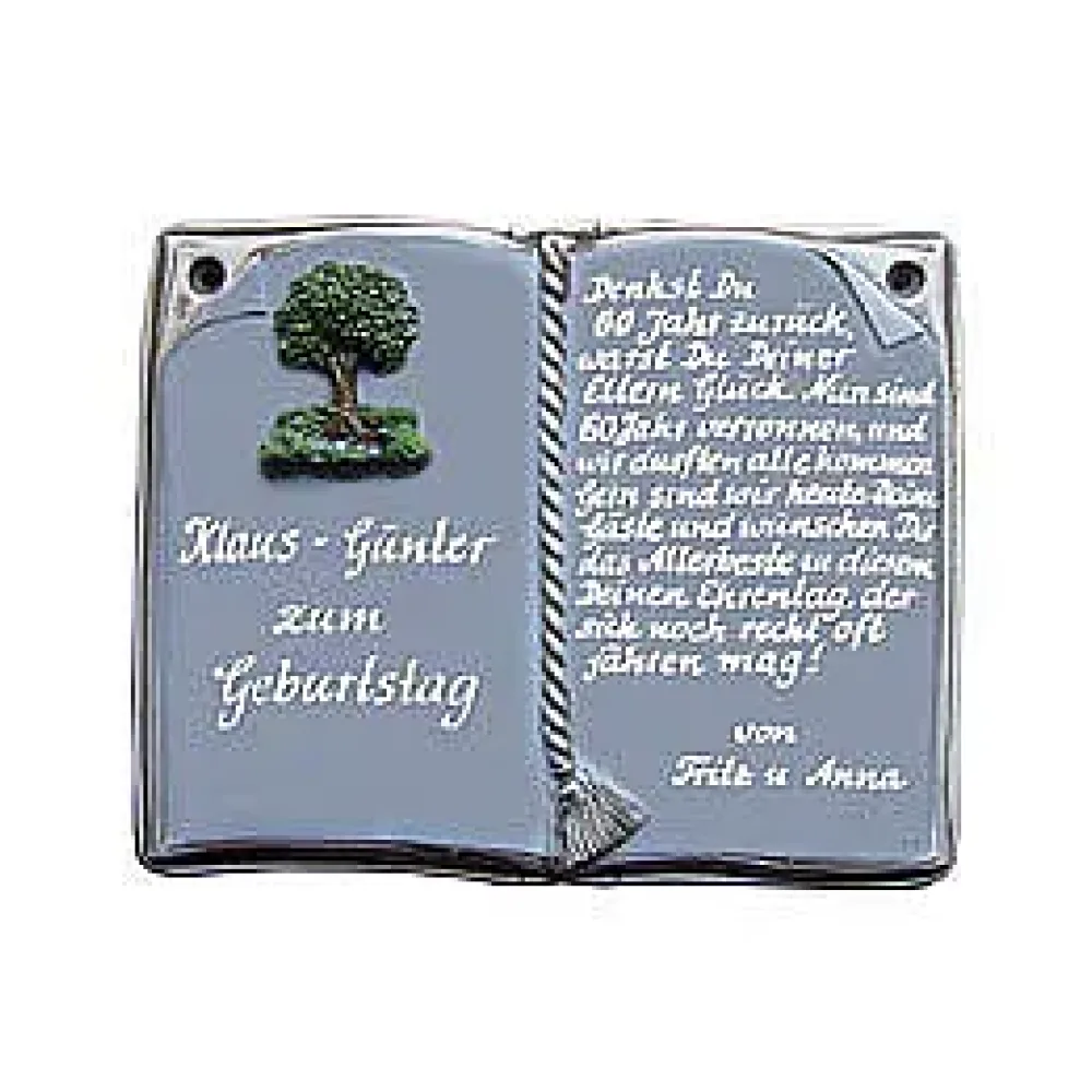 Keramikschild als Buch für Ehrungen und besondere Anlässe - Größe: 27x22 cm