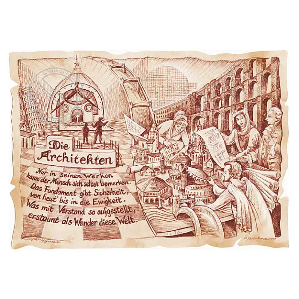 Zunftbild Architekt auf Antikpapier im A4-Format