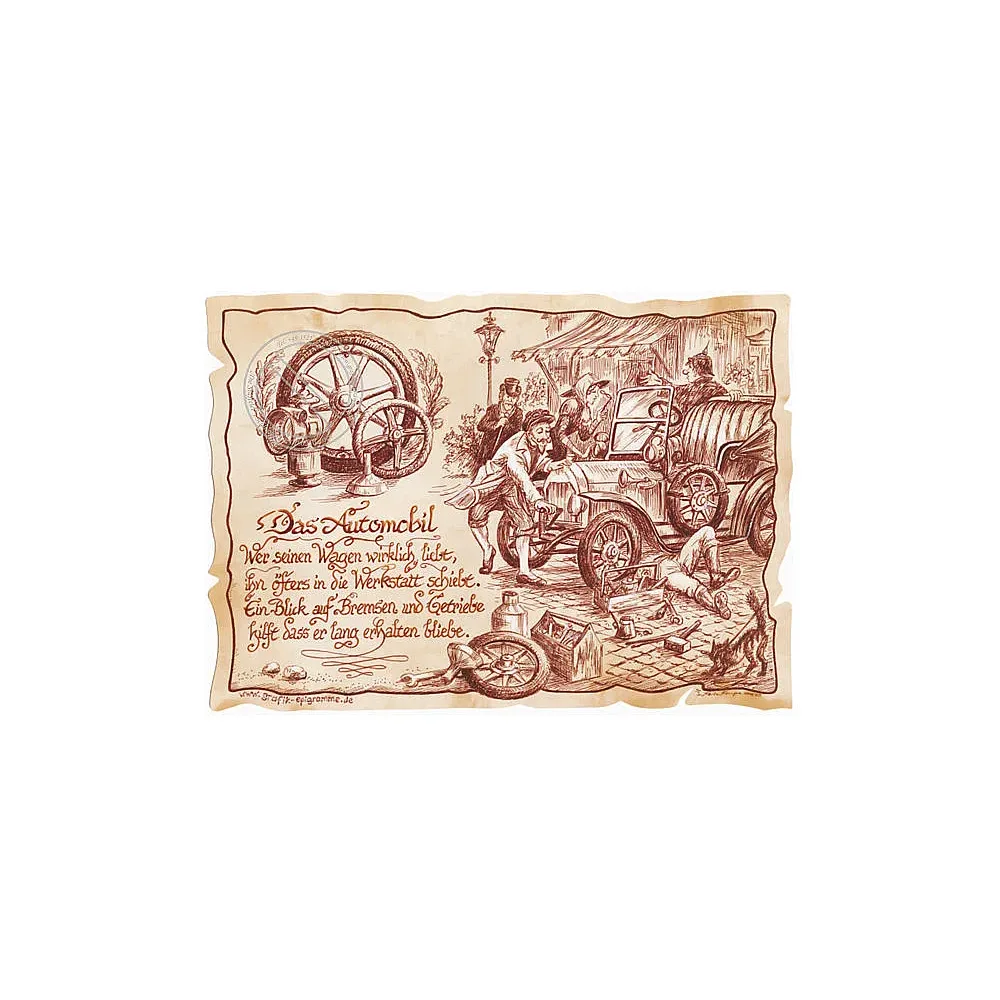 Zunftbild Automobil auf Antikpapier im A4-Format