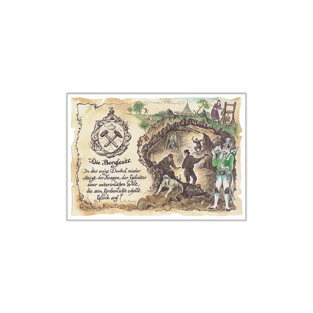 Zunftbild Bergleute auf Antikpapier im A4-Format