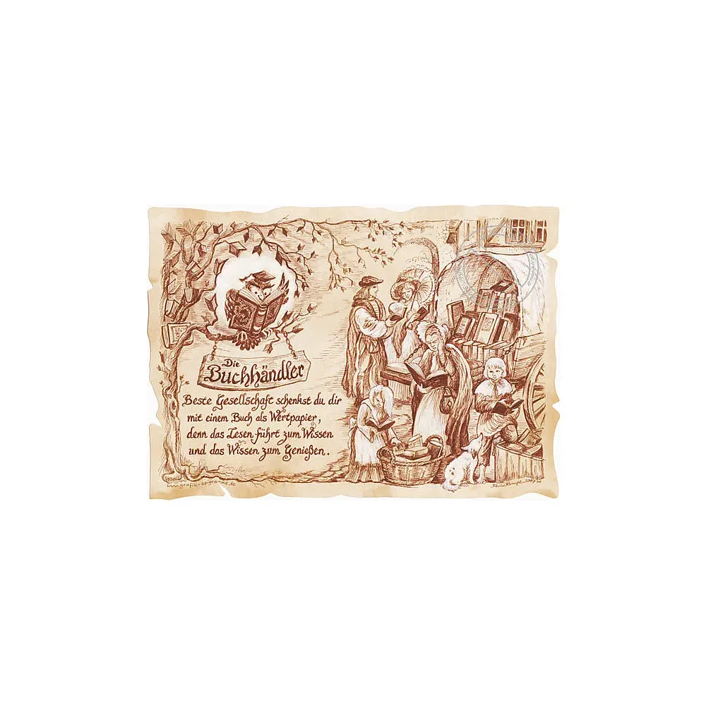 Zunftbild Buchhändler auf Antikpapier im A4-Format