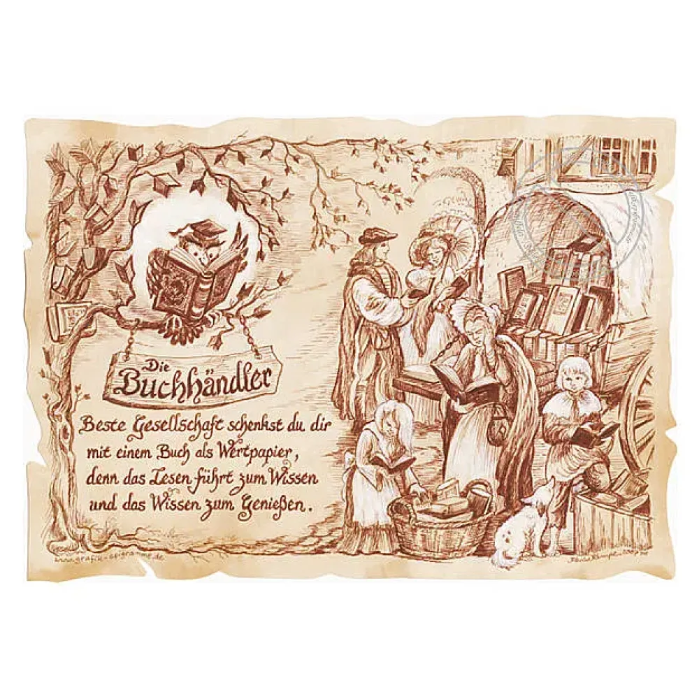 Zunftbild Buchhändler auf Antikpapier im A4-Format
