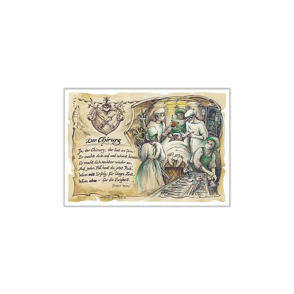 Zunftbild Chirurg auf Antikpapier im A4-Format