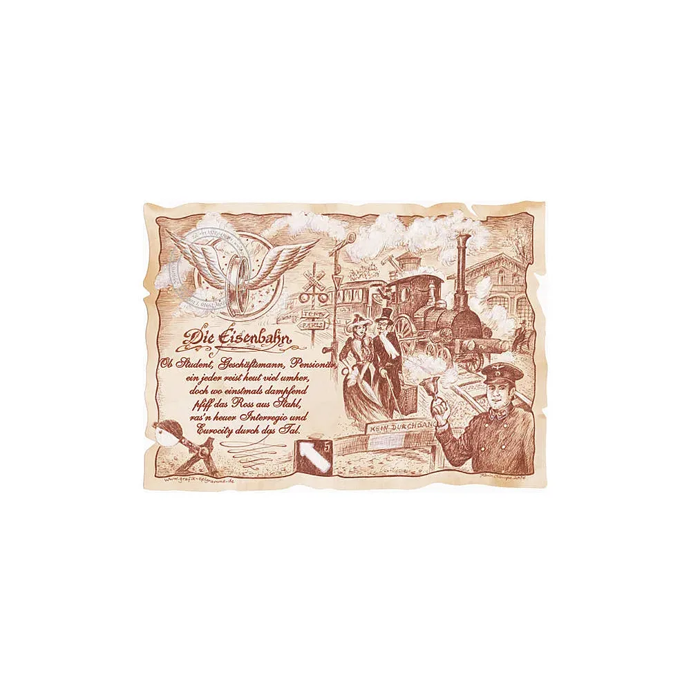 Zunftbild Eisenbahn auf Antikpapier im A4-Format