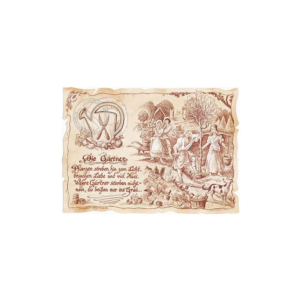 Zunftbild Gärtner auf Antikpapier im A4-Format