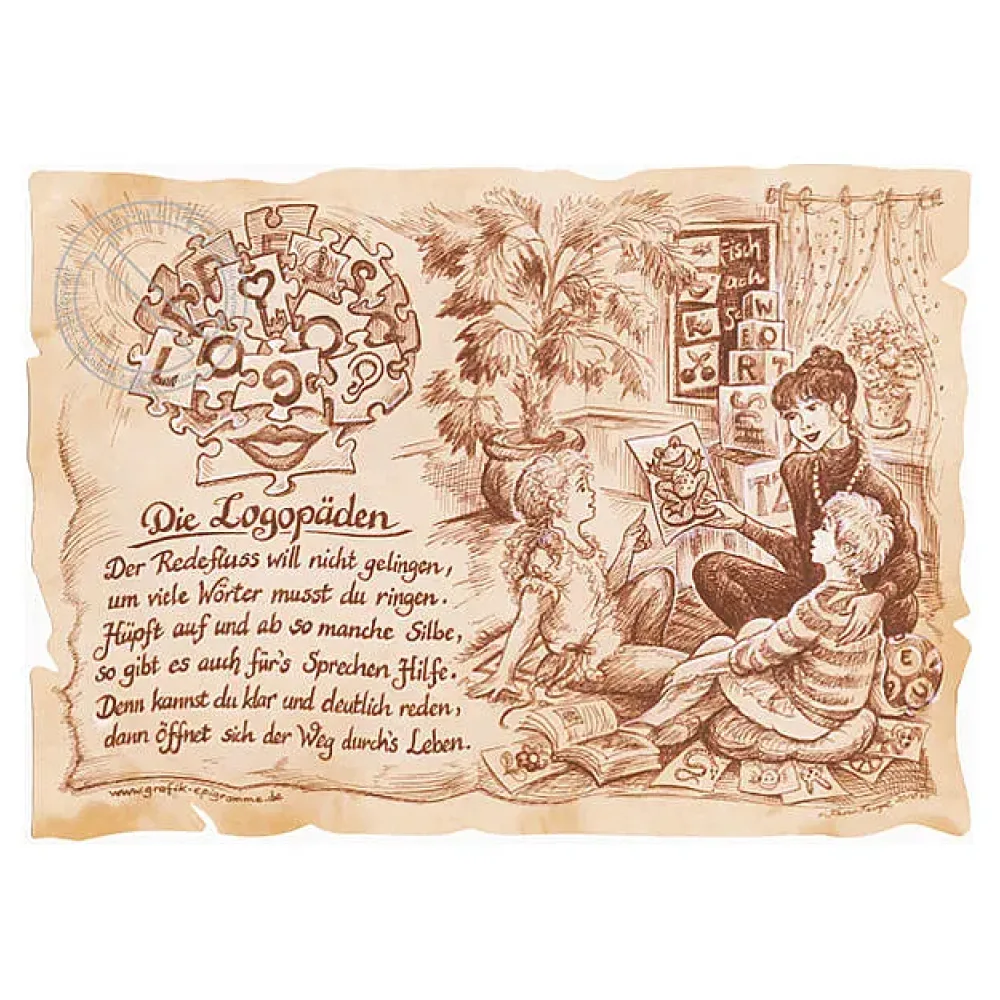 Zunftbild Logopäden auf Antikpapier im A4-Format