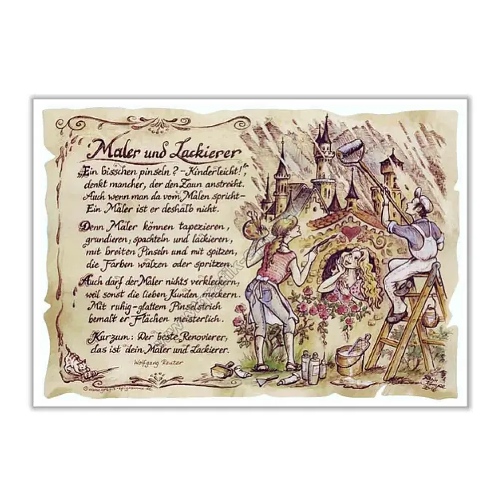 Zunftbild Maler auf Antikpapier im A4-Format