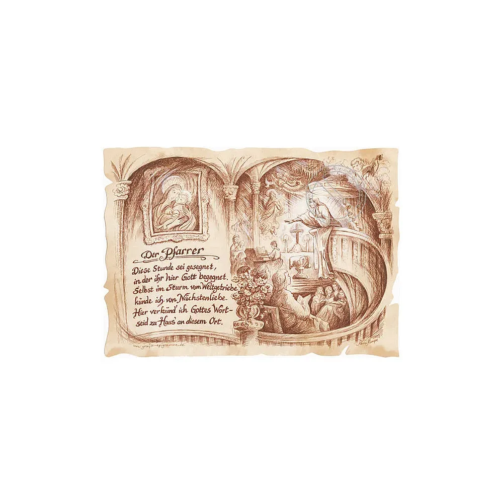 Zunftbild Pfarrer auf Antikpapier im A4-Format