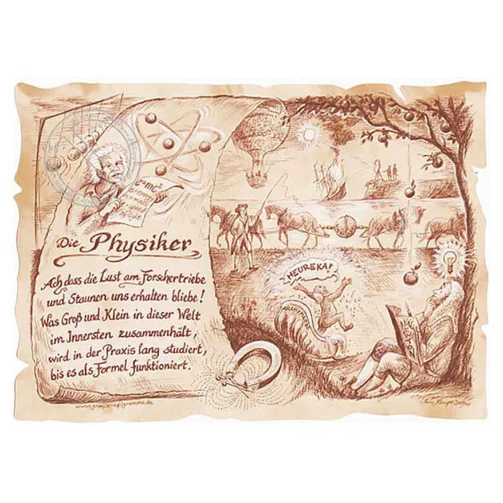 Zunftbild Physiker auf Antikpapier im A4-Format