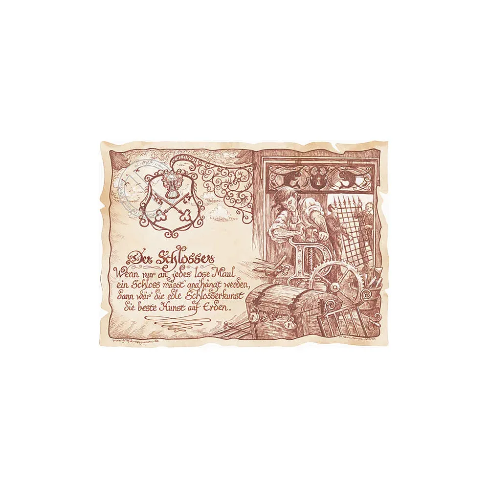 Zunftbild Schlosser auf Antikpapier im A4-Format