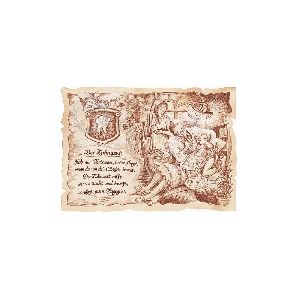 Zunftbild Zahnarzt auf Antikpapier im A4-Format