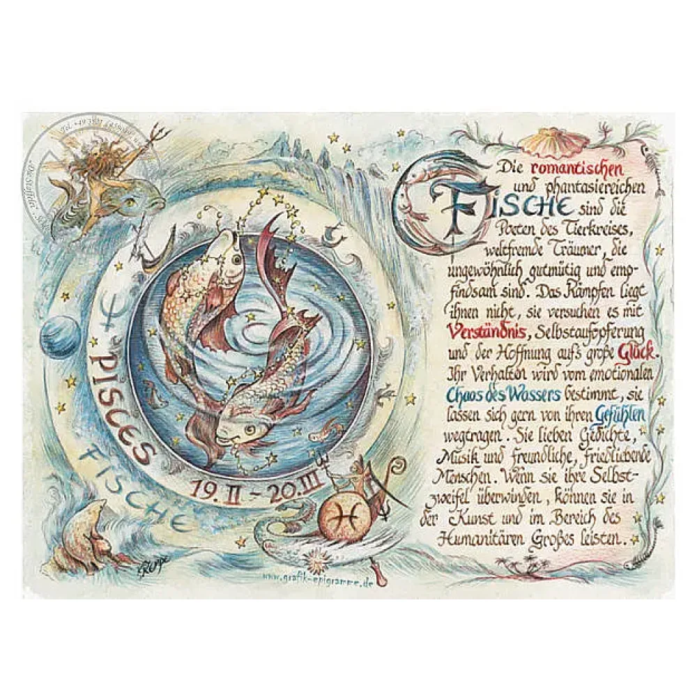 Sternbild Fische auf Antikpapier im A4-Format