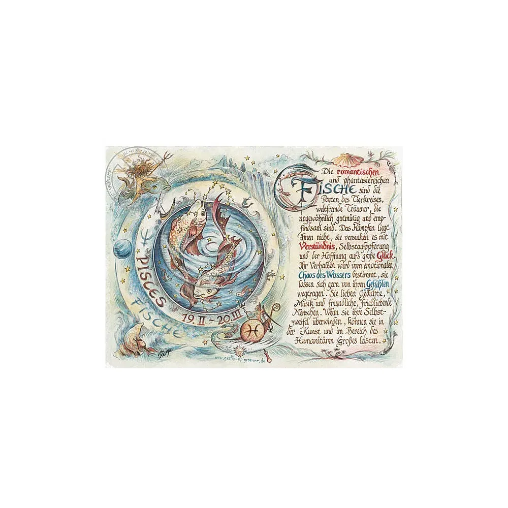 Sternbild Fische auf Antikpapier im A4-Format