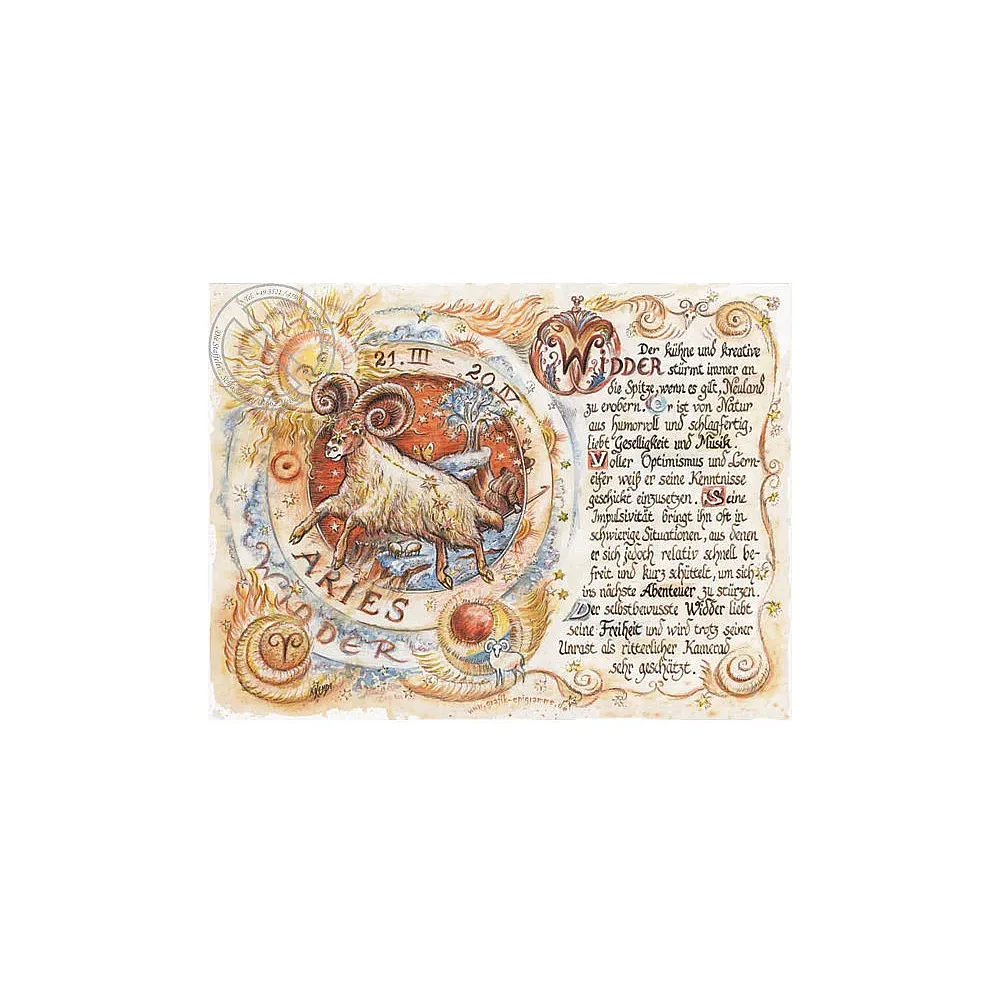 Sternbild Widder auf Antikpapier im A4-Format