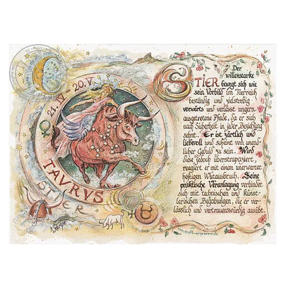 Sternbild Stier auf Antikpapier im A4-Format