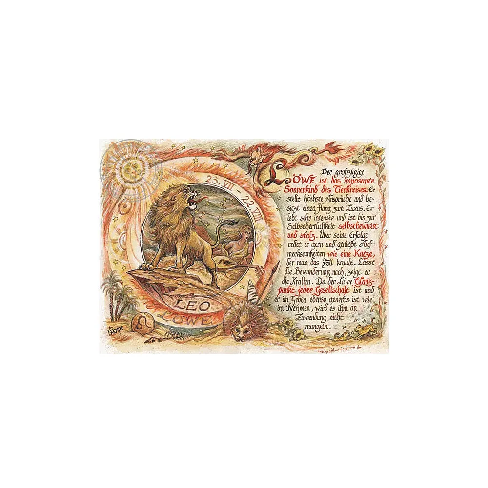 Sternbild Löwe auf Antikpapier im A4-Format