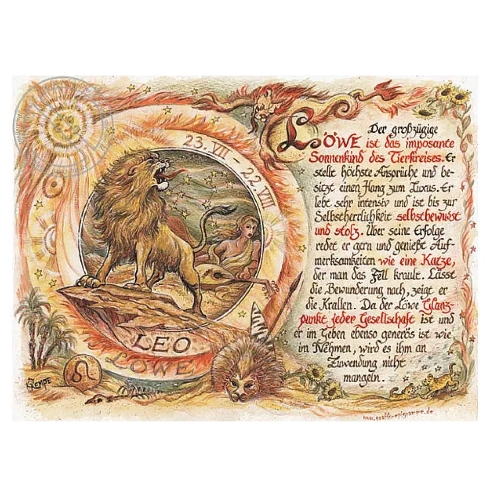 Sternbild Löwe auf Antikpapier im A4-Format