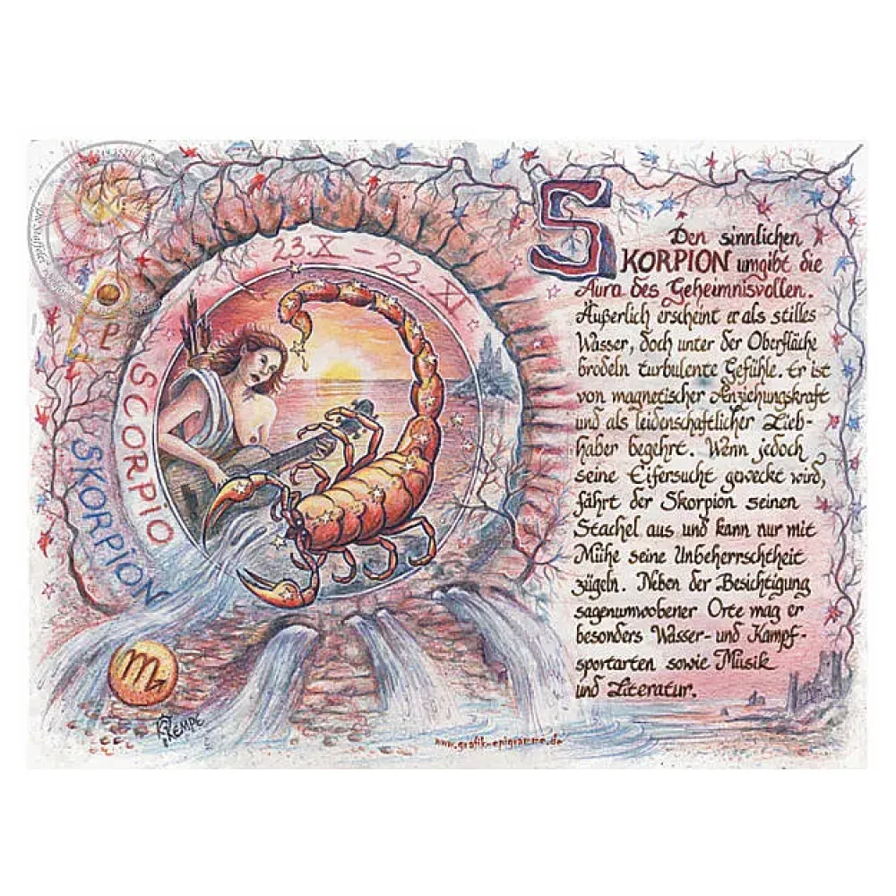 Sternbild Skorpion auf Antikpapier im A4-Format