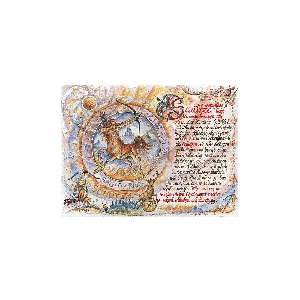 Sternbild Schütze auf Antikpapier im A4-Format