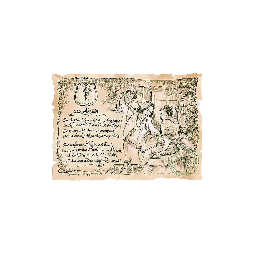 Zunftbild Ärztin auf Antikpapier im A4-Format