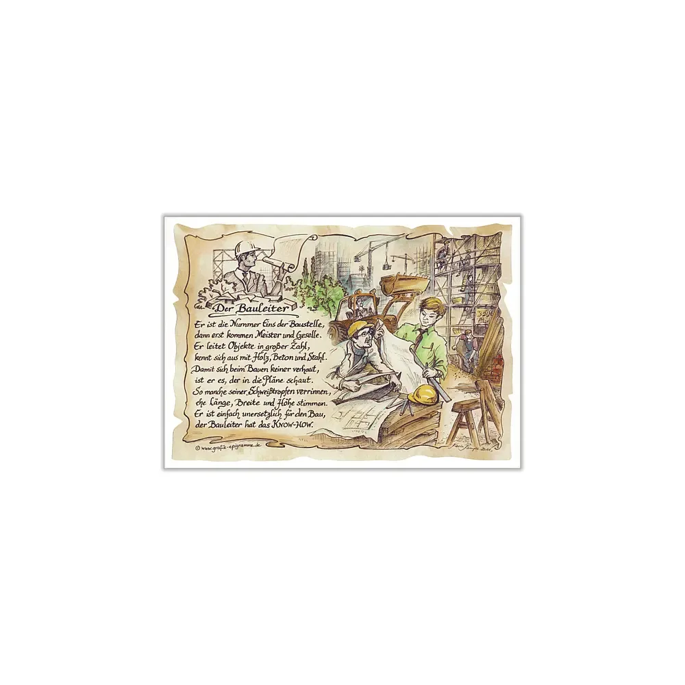 Zunftbild Bauleiter auf Antikpapier im A4-Format
