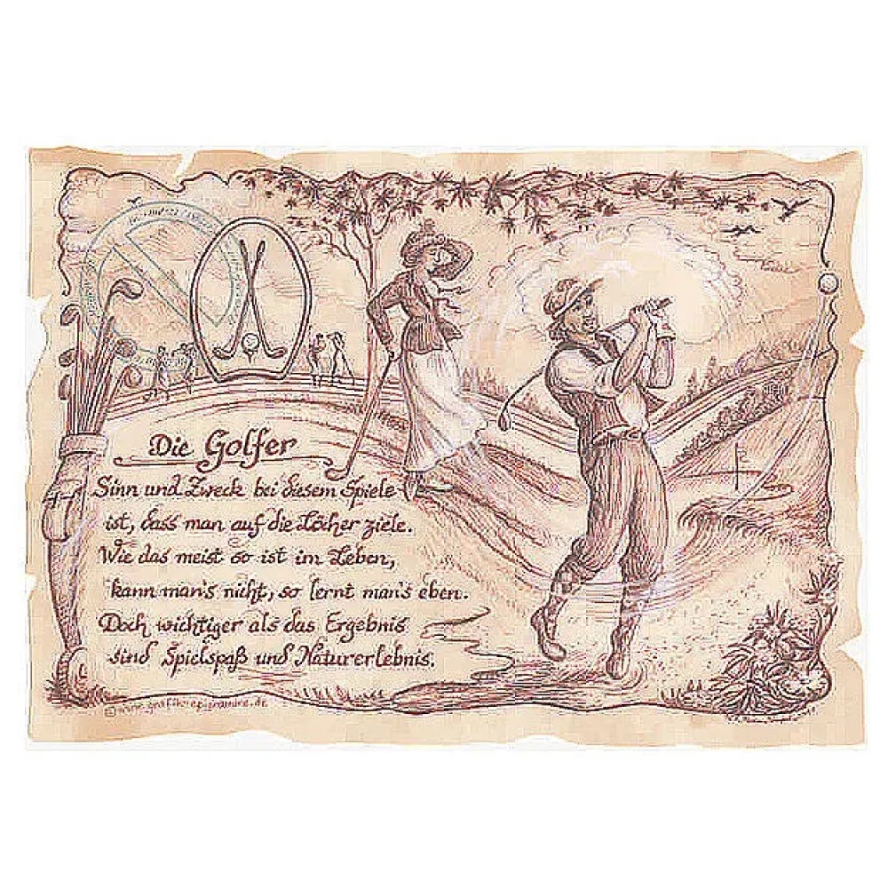 Sportbild Golfer auf Antikpapier im A4-Format