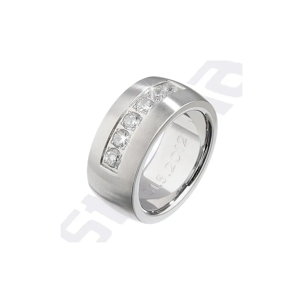 Ring mit Gravur aus satiniertem Edelstahl