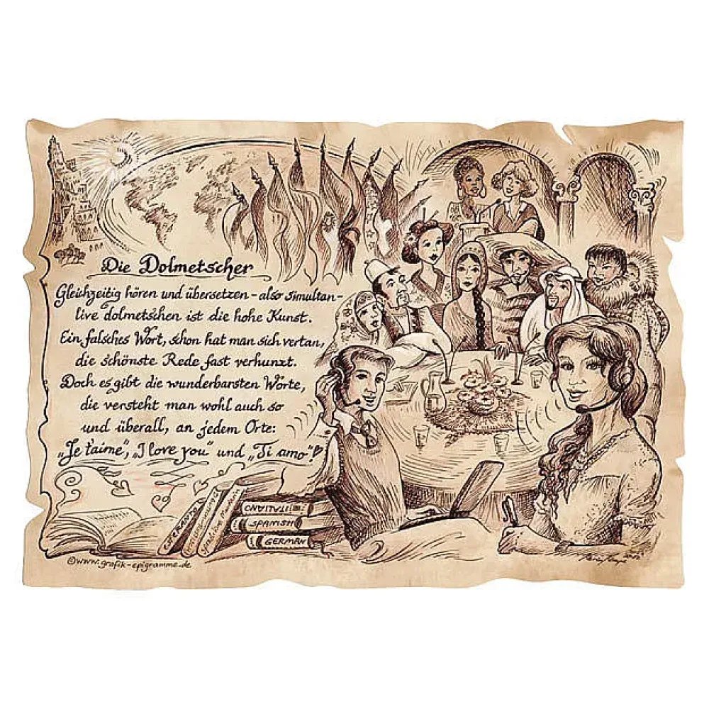 Zunftbild Dolmetscher auf Antikpapier im A4-Format