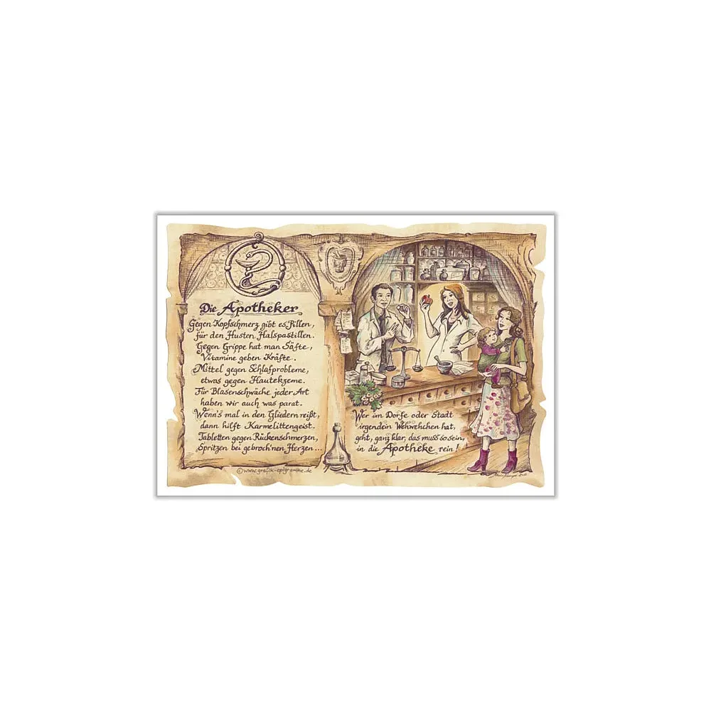 Zunftbild Apotheker auf Antikpapier im A4-Format