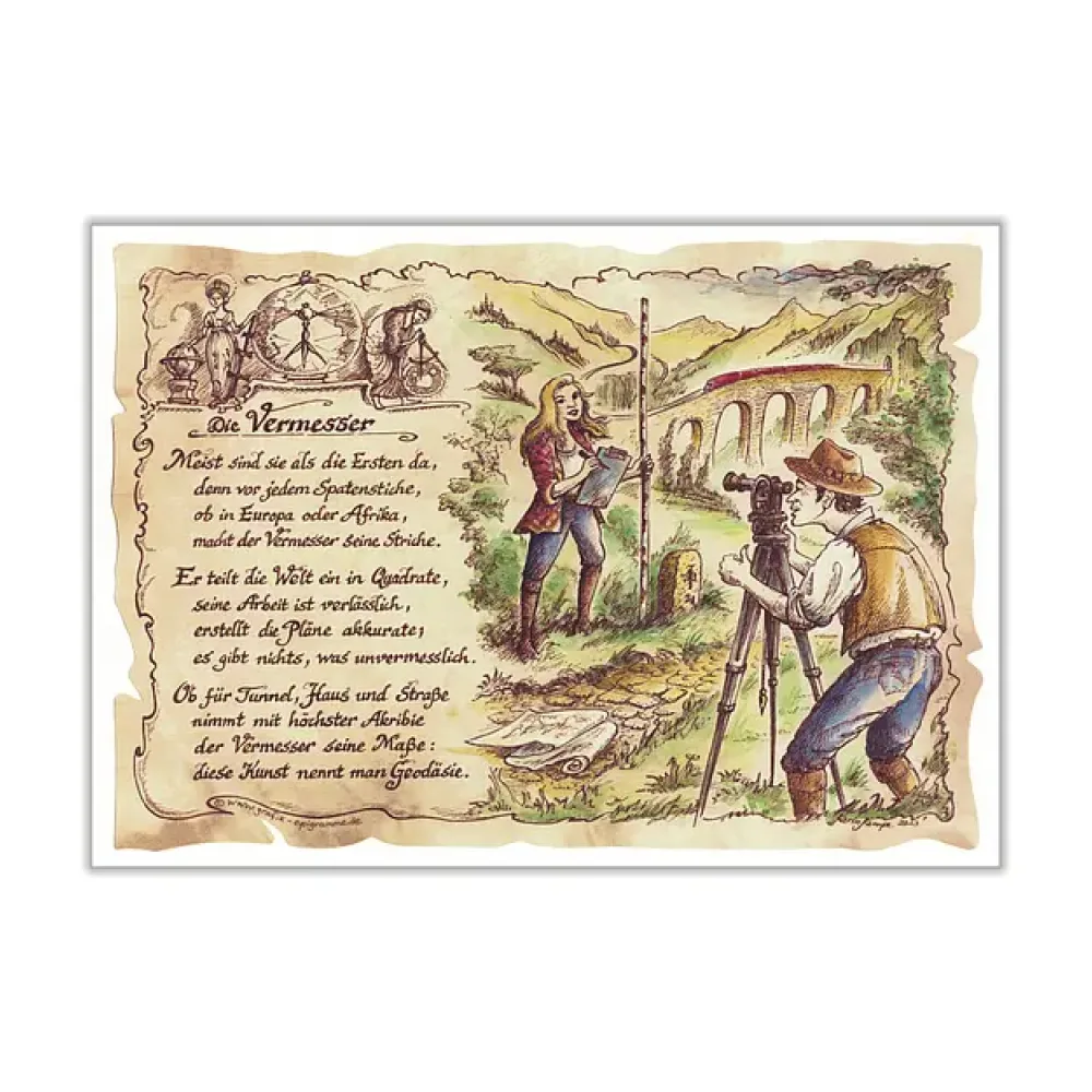 Zunftbild Vermesser auf Antikpapier im A4-Format