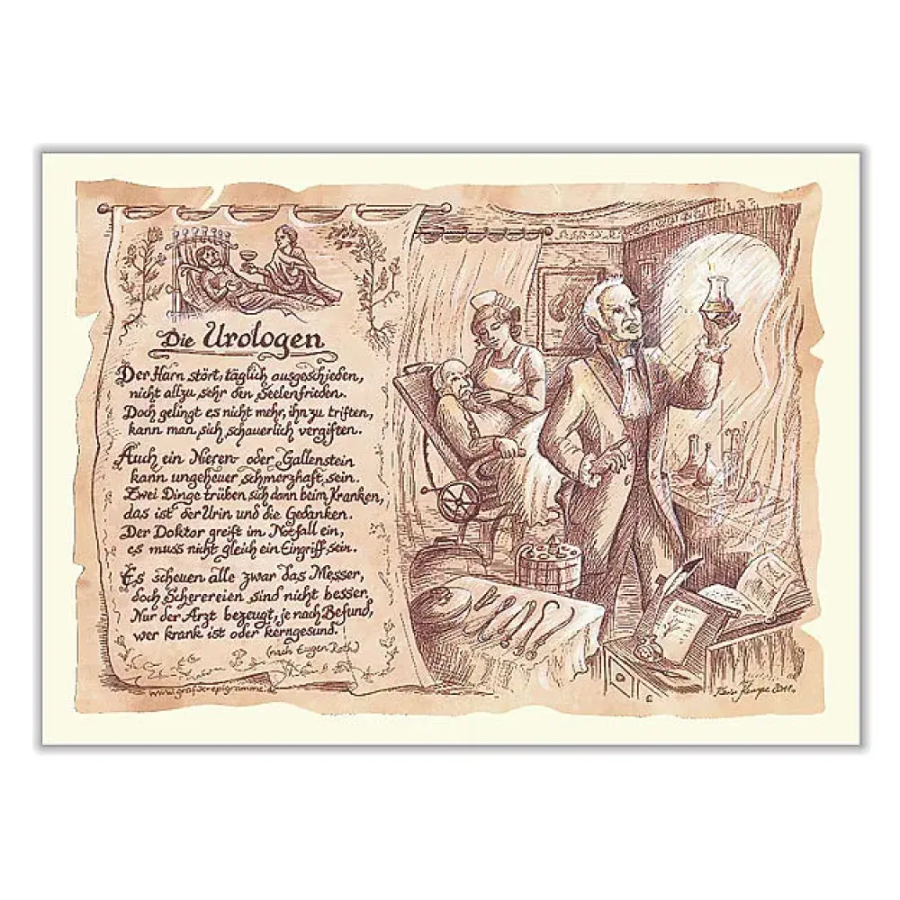 Zunftbild Urologe auf Antikpapier im A4-Format