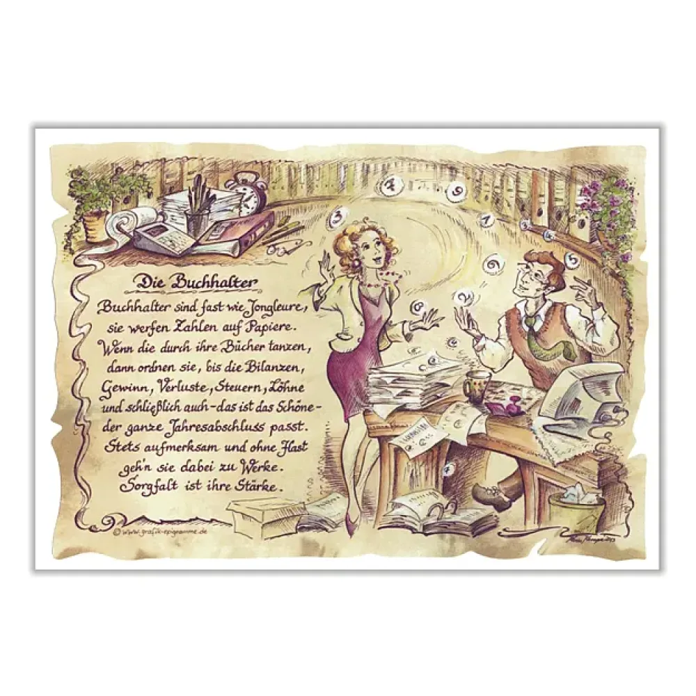 Zunftbild Buchhalter auf Antikpapier im A4-Format