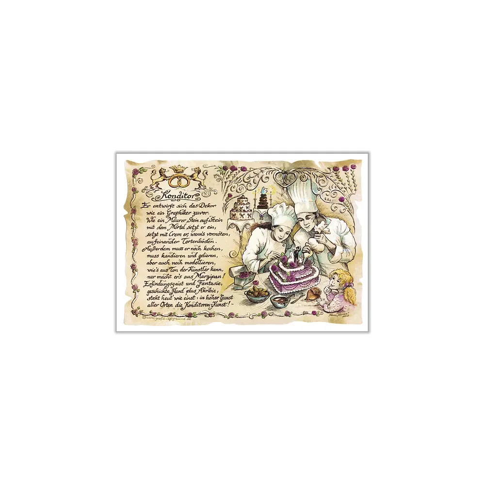 Zunftbild Konditor auf Antikpapier im A4-Format
