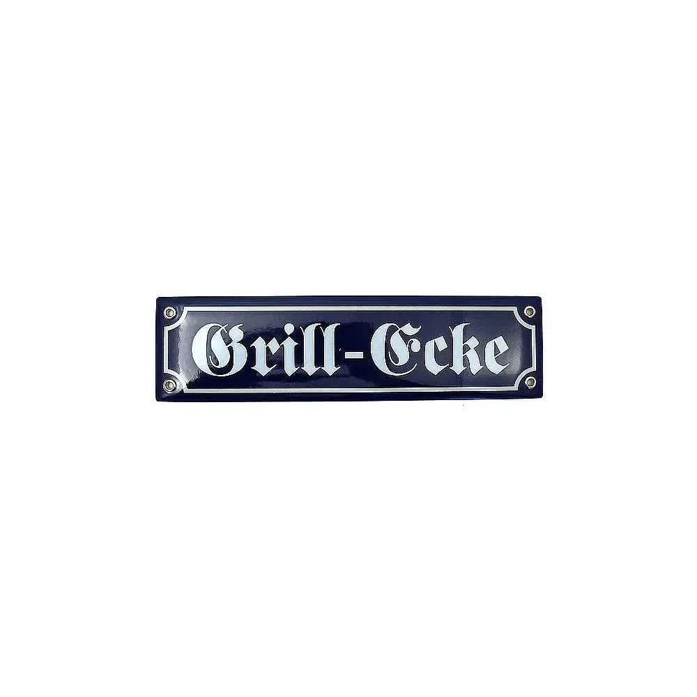 Emailleschild Grillecke