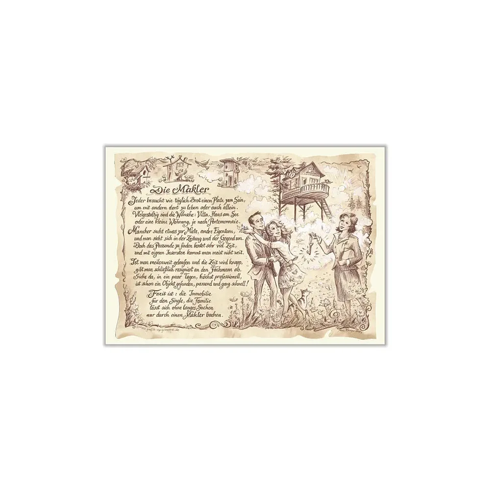 Zunftbild Makler auf Antikpapier im A4-Format