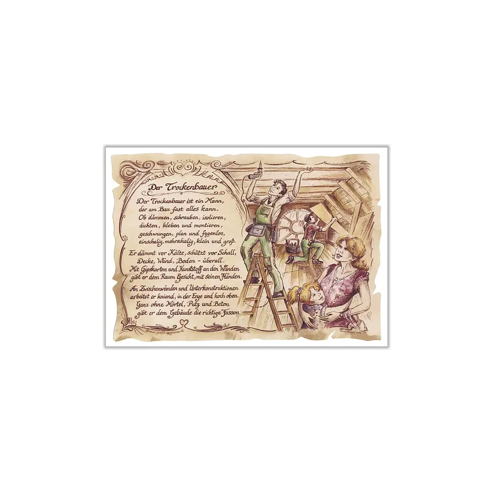 Zunftbild Trockenbauer auf Antikpapier im A4-Format