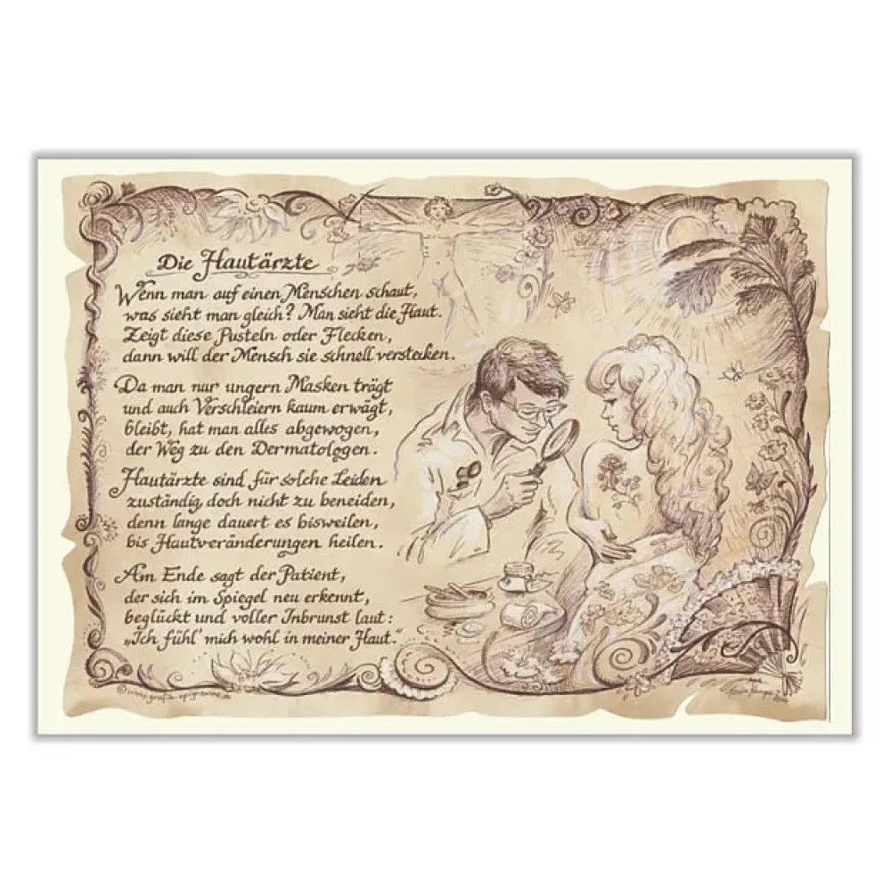 Zunftbild Hautarzt auf Antikpapier im A4-Format