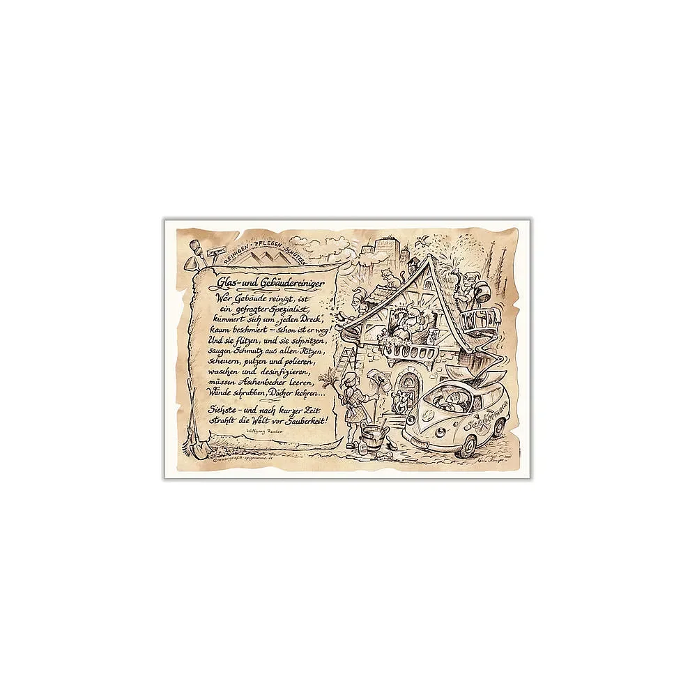 Zunftbild Glas- und Gebäudereiniger auf Antikpapier im A4-Format