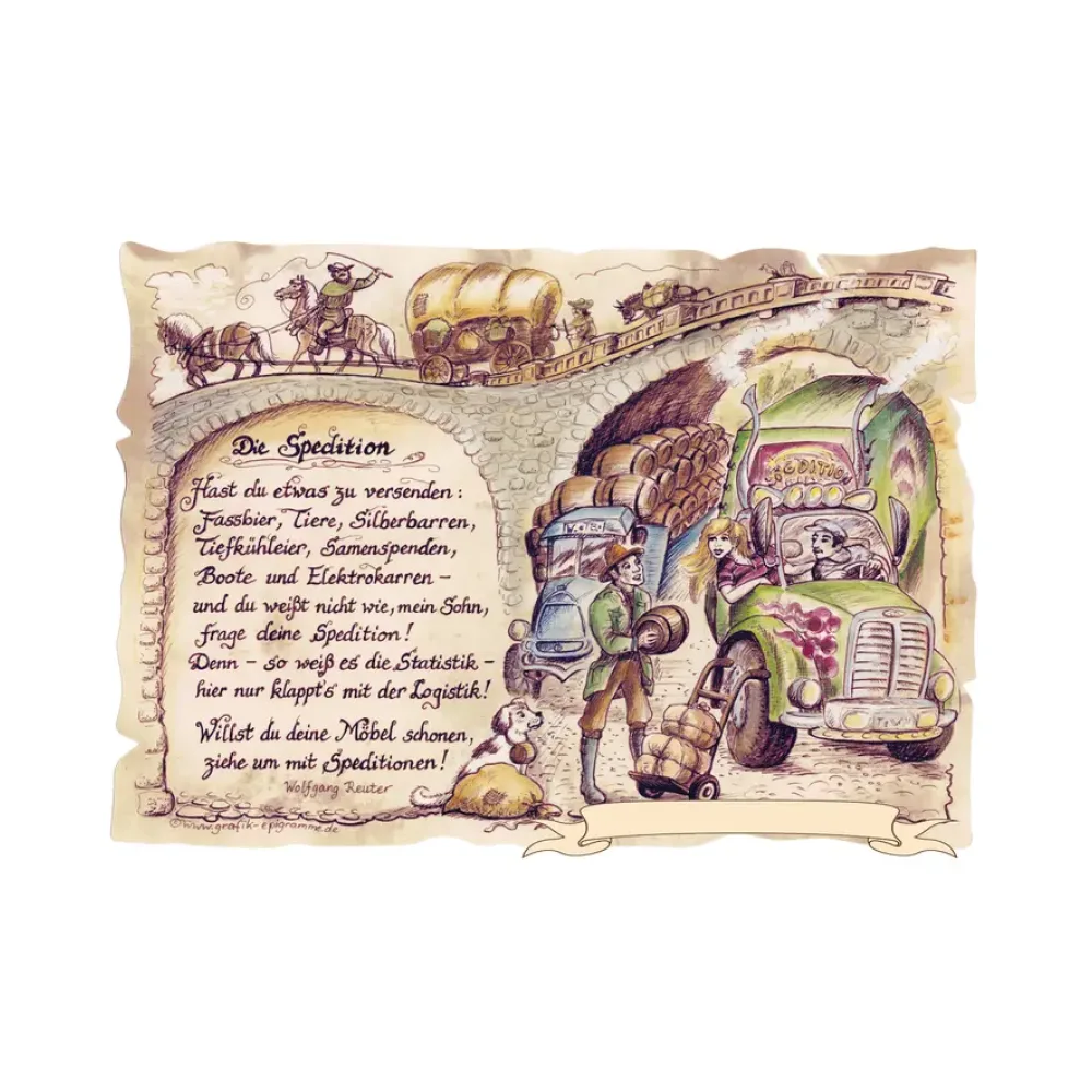 Zunftbild Spedition auf Antikpapier im A4-Format